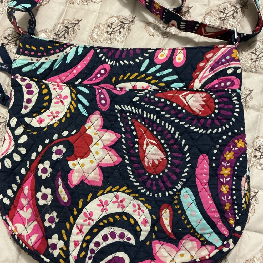 Vera Bradley Navy Paisley Crossbody with Pink, Red & Teal Accents - Picture 3 of 5